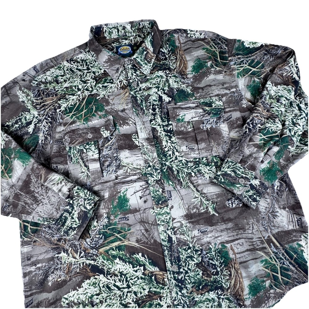 Cabelas Hunting Button Shirt Men 2XL Advantage Camo Max-1 Longโ Sleeve